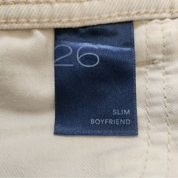 Pilcro by Anthropologie Ivory Mid-Rise Slim Straight Boyfriend Jeans Size 26 (S) - Picture 7 of 16
